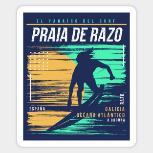 Retro Surfing Praia de Razo, Spain // Vintage Surfer Beach // Surfer's Paradise Magnet